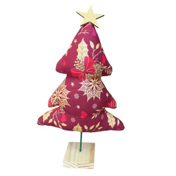 Enfeite Decorativo Pinheiro de Tecido Natalino Vermelho  - 35cm