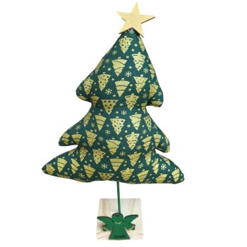 Enfeite Decorativo Pinheiro de Tecido Natalino Verde - 35cm