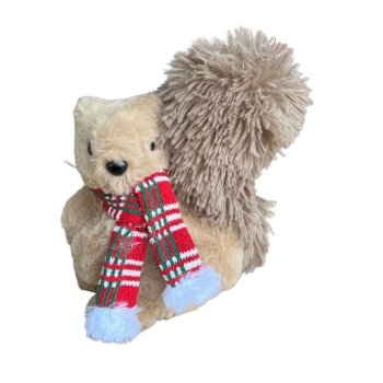 Esquilo De Pelucia Natalino com Cachecol Decorativo- 15cm