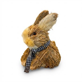 Coelho de Palha Decorativo com Grampo 13cm