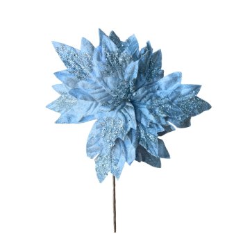 Flor Natalina Cinza Com Glitter- 17cm