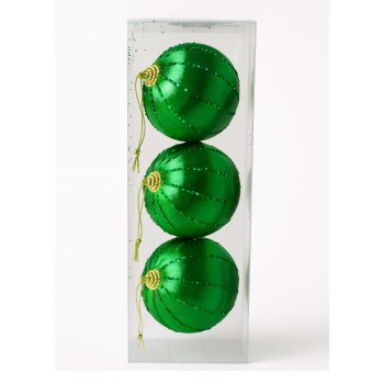 Bola Decorada Verde com Glitter Box com 3 - 8cm
