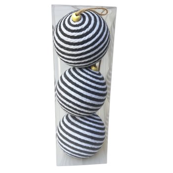 Bola Sisal Decorada Branco com Preto Box com 3 - 8cm