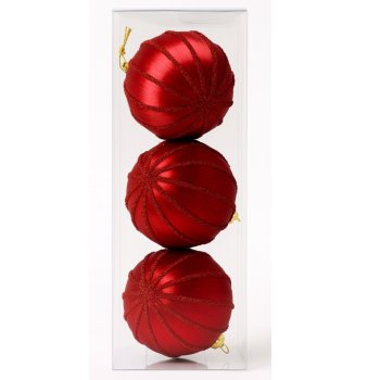 Bola Decorada Vermelha Box com 3 - 8cm