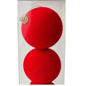 Bola Decorada Aveludada Vermelho Box com 2 -12cm