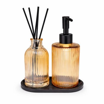 Kit Saboneteira com Difusor e Bandeja  Ambar