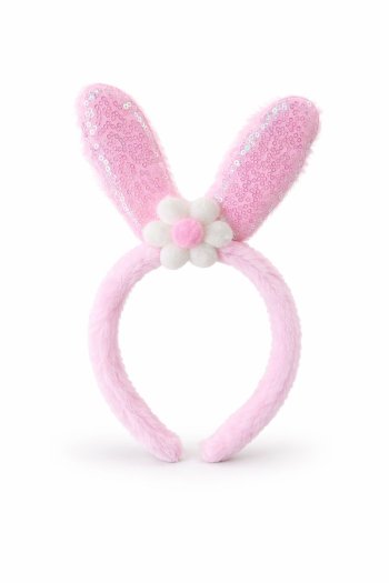 Tiara de Pelucia Coelinha Rosa Brilho