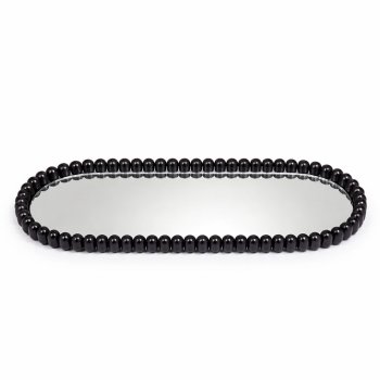 Bandeja Decorativa Oval Preta 31cm x 13cm