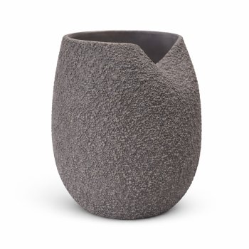 VASO  CERAMICA TEXTURIZADO CINZA - 22CM