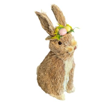Coelho Decorativo De Palha Chapéu   32 cm