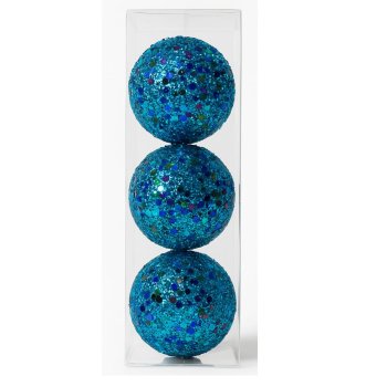 Ki 3 Bolas Decorativas Azul Turquesa 10cm